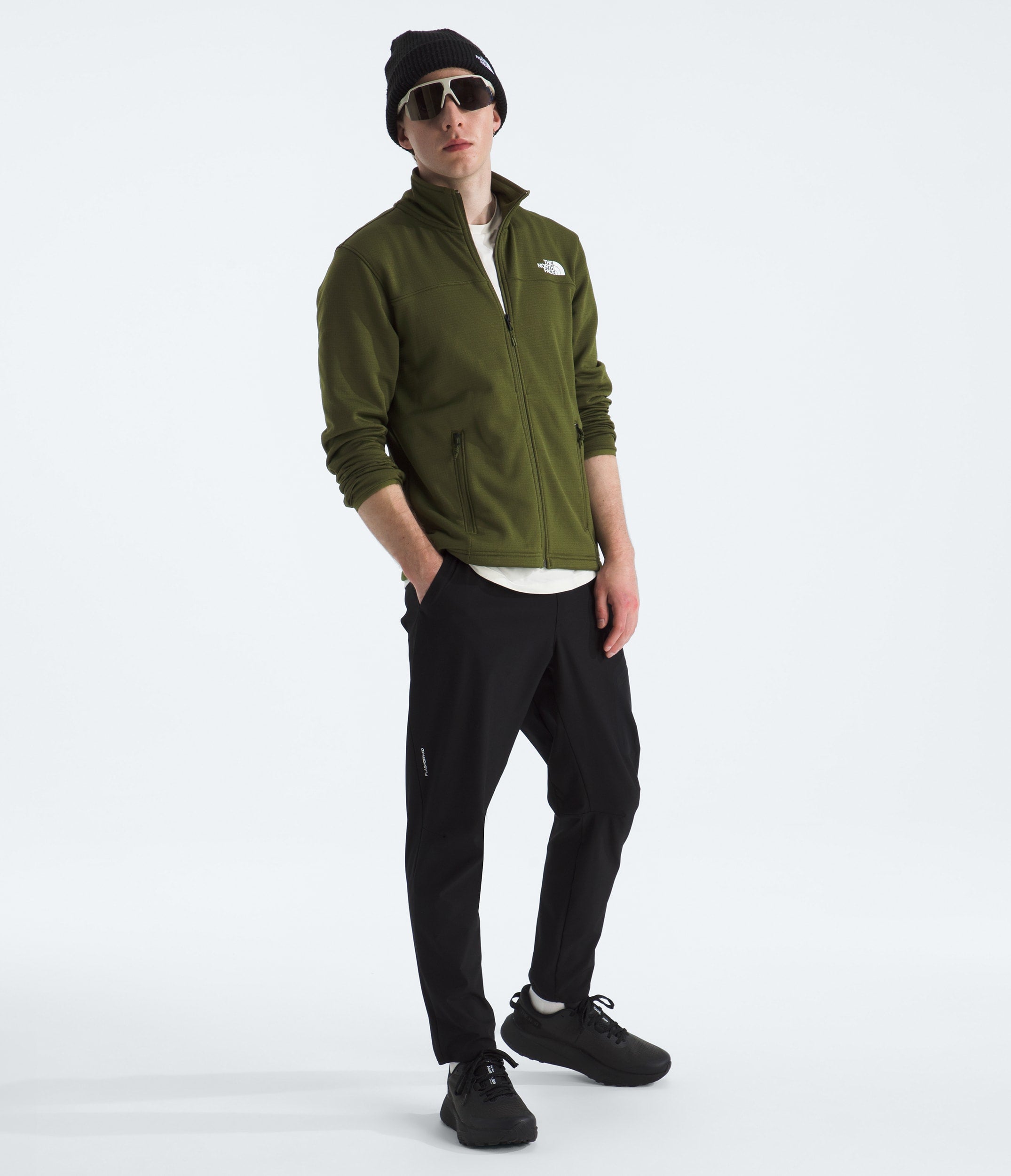 The North Face Men’s Cedar Trail Grid Fleece Full-Zip Jacket Woodland Green