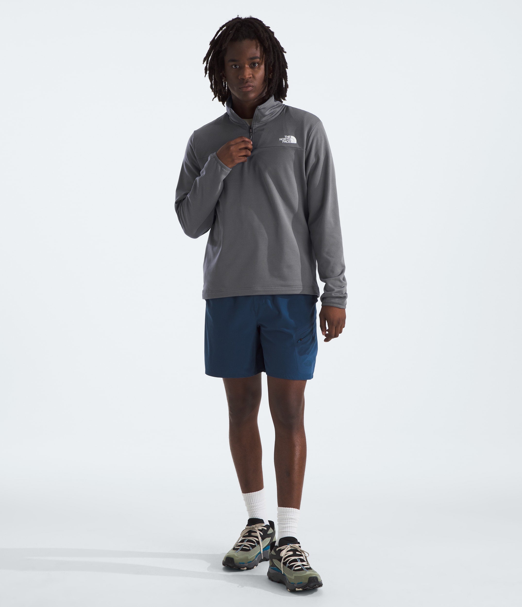 The North Face Men’s Cedar Trail Grid Fleece ¼-Zip Smoked Pearl