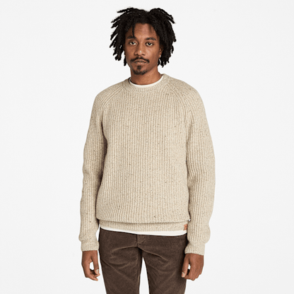 Timberland Chunky Yarn Crewneck Sweater Light Beige Heather Men'S
