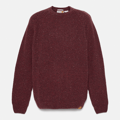 Timberland Chunky Yarn Crewneck Sweater Burgundy Heather Men'S