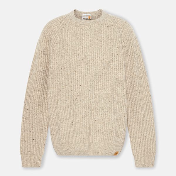 Timberland Chunky Yarn Crewneck Sweater Light Beige Heather Men'S