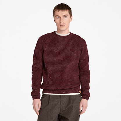 Timberland Chunky Yarn Crewneck Sweater Burgundy Heather Men'S