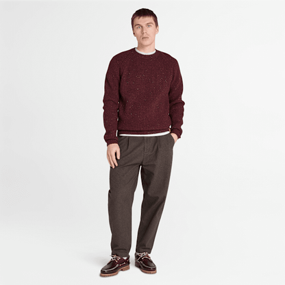 Timberland Chunky Yarn Crewneck Sweater Burgundy Heather Men'S