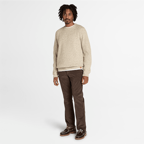 Timberland Chunky Yarn Crewneck Sweater Light Beige Heather Men'S