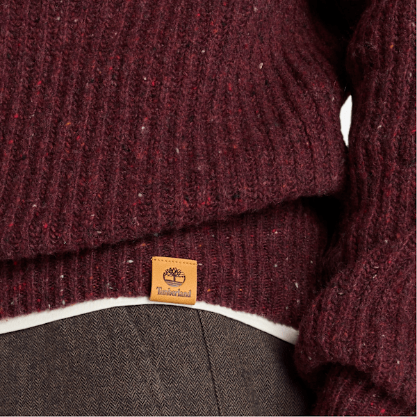 Timberland Chunky Yarn Crewneck Sweater Burgundy Heather Men'S