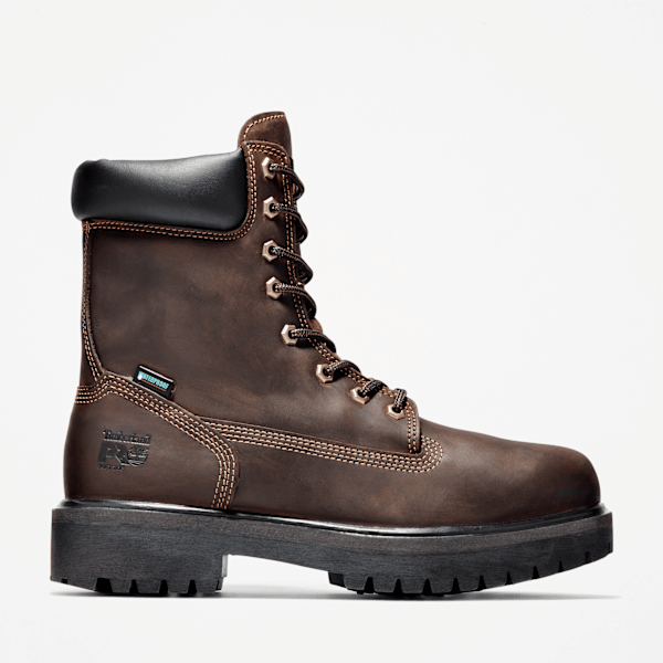 Timberland Direct Attach 8" Soft Toe Waterproof Insulated Work Boot Brown Men'S