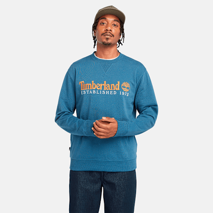 Timberland Established 1973 Embroidered Logo Crew Neck Sweatshirt Dark Denim Men'S
