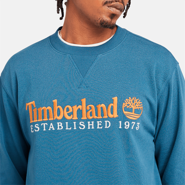 Timberland Established 1973 Embroidered Logo Crew Neck Sweatshirt Dark Denim Men'S
