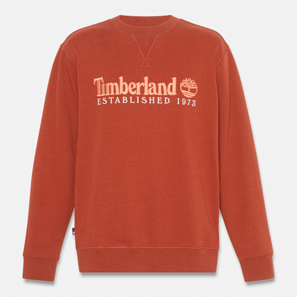 Timberland Established 1973 Embroidered Logo Crew Neck Sweatshirt Burnt Henna Men'S