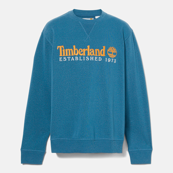 Timberland Established 1973 Embroidered Logo Crew Neck Sweatshirt Dark Denim Men'S