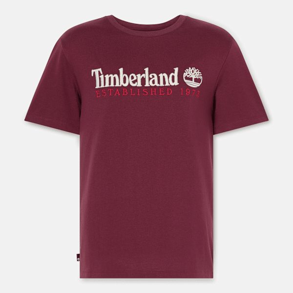 Timberland Established 1973 Embroidery Logo T-Shirt Burgundy Men'S