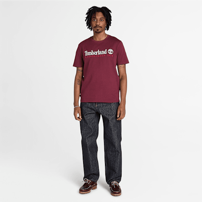 Timberland Established 1973 Embroidery Logo T-Shirt Burgundy Men'S