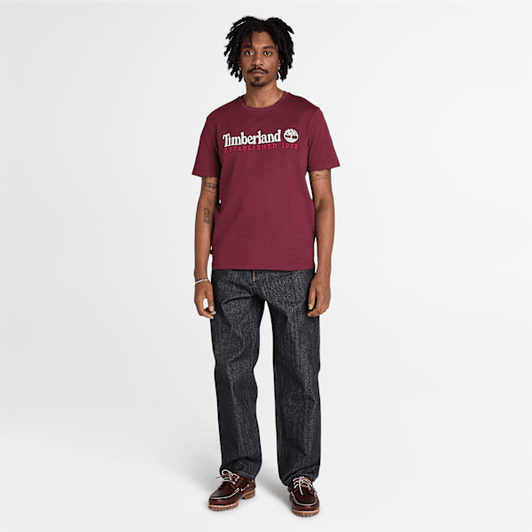 Timberland Established 1973 Embroidery Logo T-Shirt Burgundy Men'S