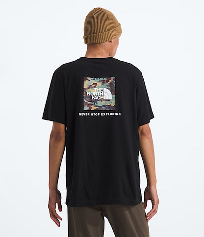 The North Face Men Evolution Box Camo Fill Short-Sleeve TeeGraphic Sumac TNF Black Dusk Blue Woodland Green