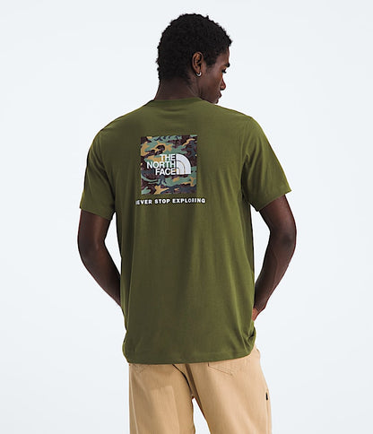 The North Face Men Evolution Box Camo Fill Short-Sleeve TeeGraphic Sumac TNF Black Dusk Blue Woodland Green
