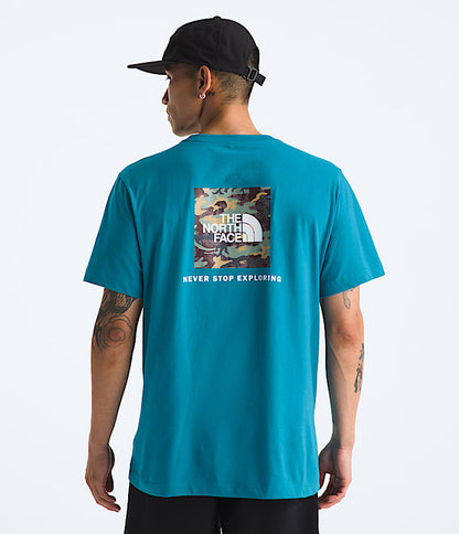 The North Face Men Evolution Box Camo Fill Short-Sleeve TeeGraphic Sumac TNF Black Dusk Blue Woodland Green