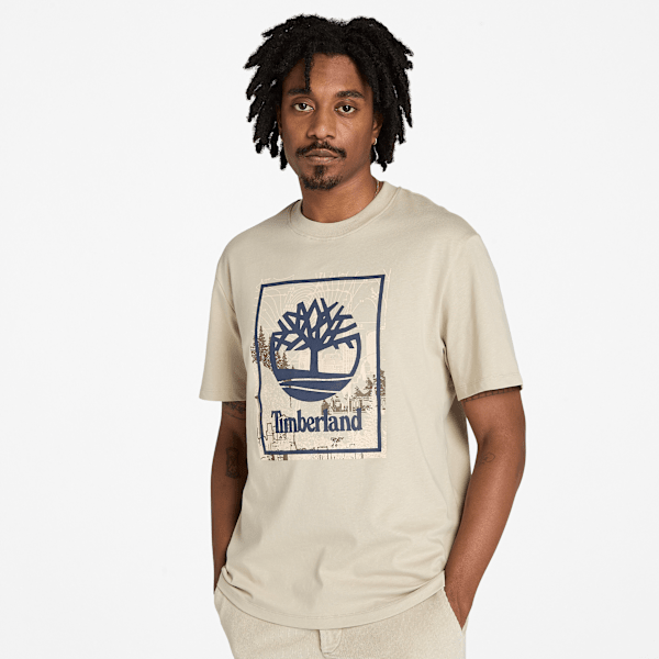 Timberland Front Seasonal Stack Logo Graphic T-Shirt Taupe Men'S