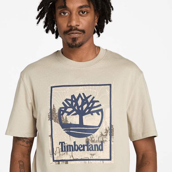 Timberland Front Seasonal Stack Logo Graphic T-Shirt Taupe Men'S