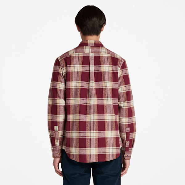 Timberland Herringbone Flannel Check Shirt Burgundy Men'S