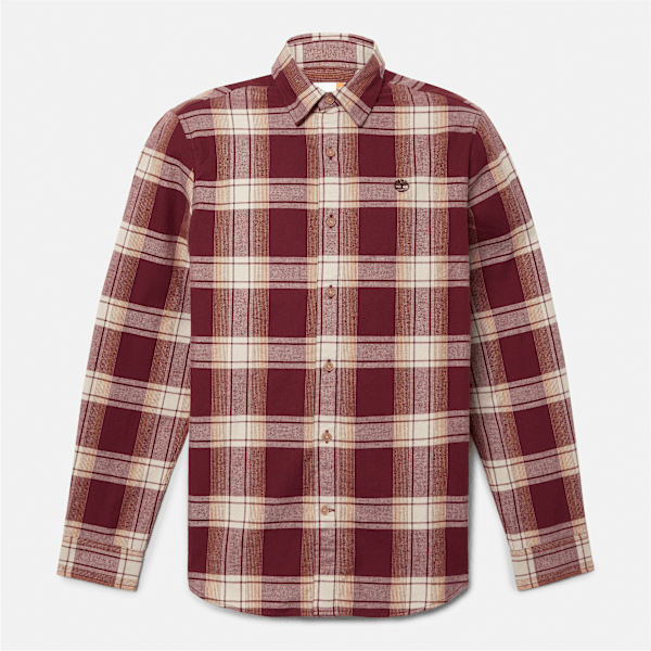 Timberland Herringbone Flannel Check Shirt Burgundy Men'S