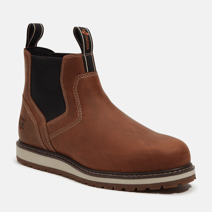 Timberland Irvine Chelsea Soft Toe Work Boot Medium Brown Full-Grain Men'S
