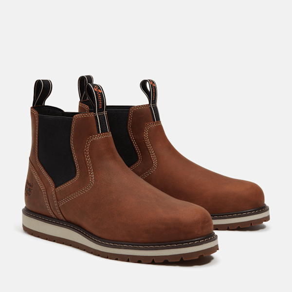 Timberland Irvine Chelsea Soft Toe Work Boot Medium Brown Full-Grain Men'S