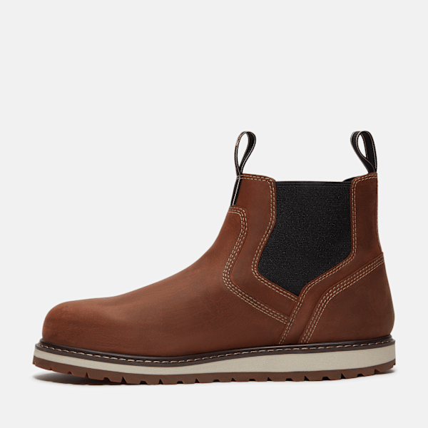 Timberland Irvine Chelsea Soft Toe Work Boot Medium Brown Full-Grain Men'S