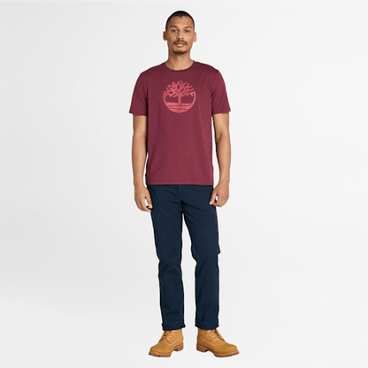 Timberland Kennebec River Tree Logo T-Shirt Burgundy Men'S