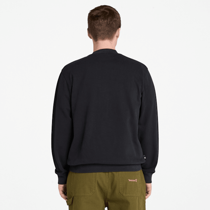 Timberland Leather Badge Crewneck Sweatshirt Black Men'S