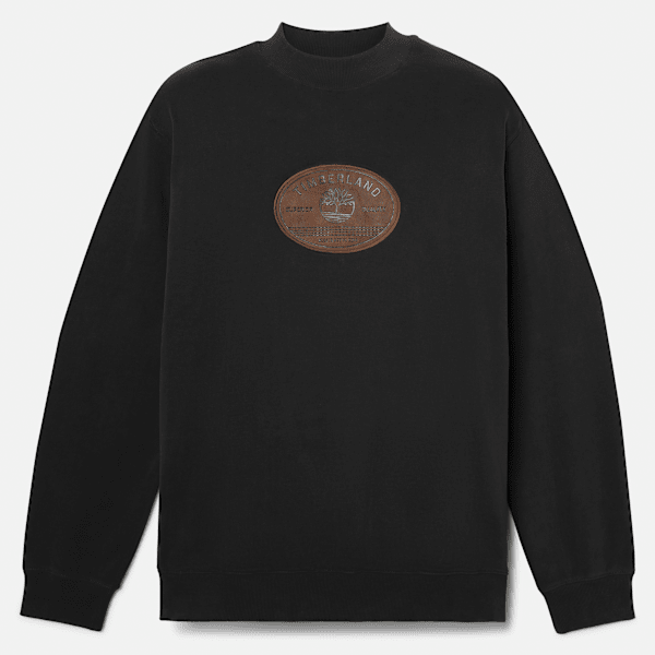 Timberland Leather Badge Crewneck Sweatshirt Black Men'S