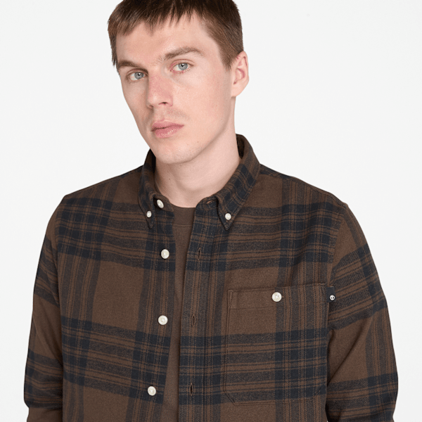 Timberland Midweight Flannel Check Shirt Chocolate Brown Men'S