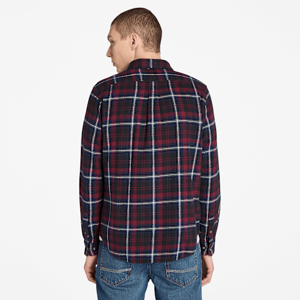 Timberland Midweight Flannel Checkered Shirt Burgundy Men'S