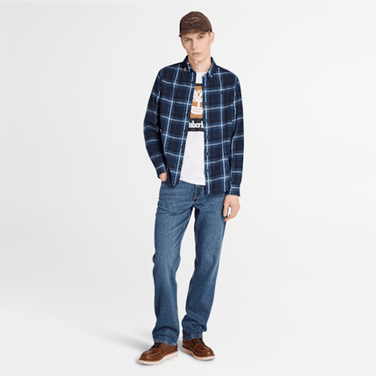Timberland Midweight Flannel Checkered Shirt Dark Navy Men'S