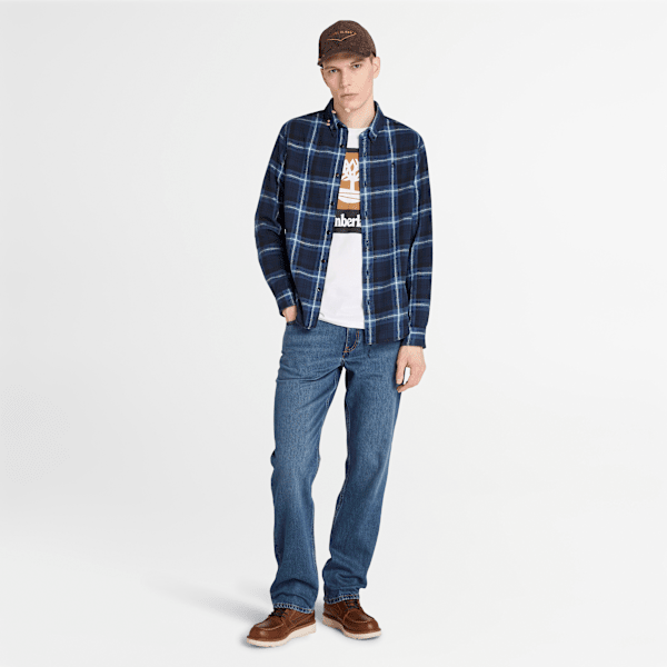 Timberland Midweight Flannel Checkered Shirt Dark Navy Men'S