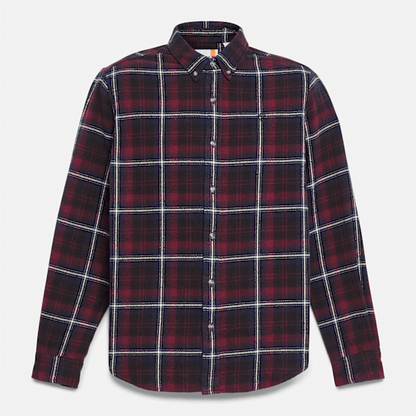 Timberland Midweight Flannel Checkered Shirt Burgundy Men'S