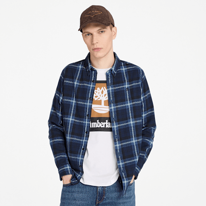 Timberland Midweight Flannel Checkered Shirt Dark Navy Men'S