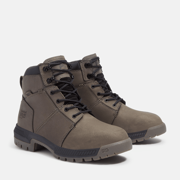 Timberland Montauk 6" Soft Toe Work Boot Medium Grey Leather Men'S