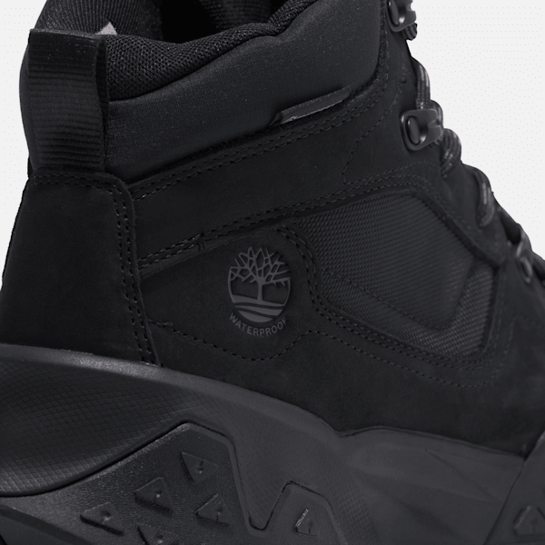 Timberland Motion Scramble Mid Lace-Up Waterproof Hiker Black Nubuck Men'S