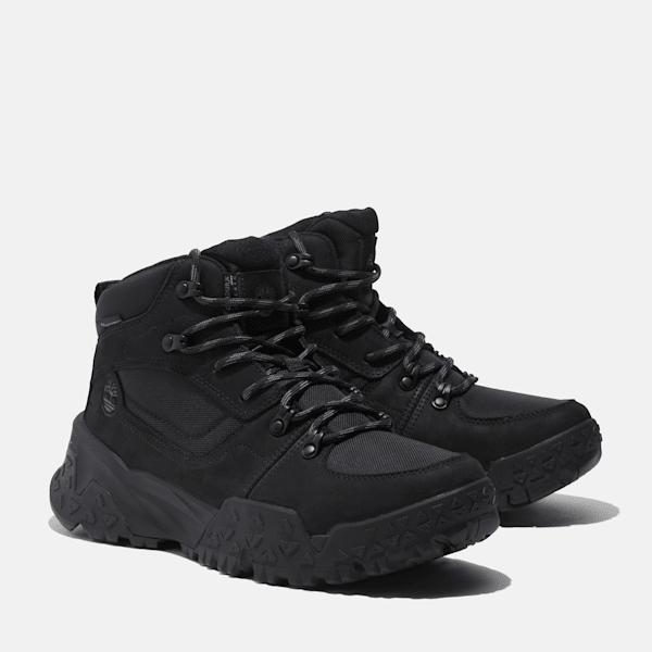 Timberland Motion Scramble Mid Lace-Up Waterproof Hiker Black Nubuck Men'S