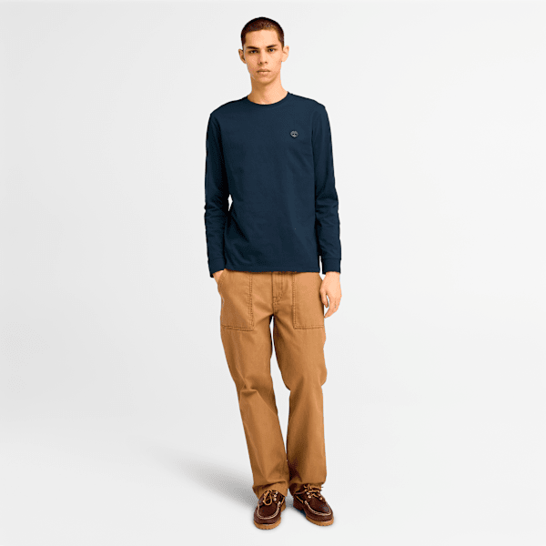 Timberland Oyster River Chest Logo Long-Sleeve T-Shirt Dark Sapphire/Dark Denim Men'S