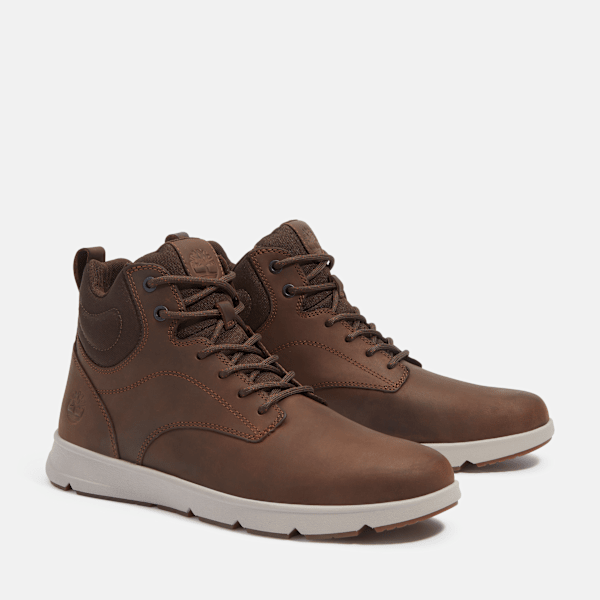 Timberland Mens Parker Street High-Top Sneaker Dark Brown Full-Grain