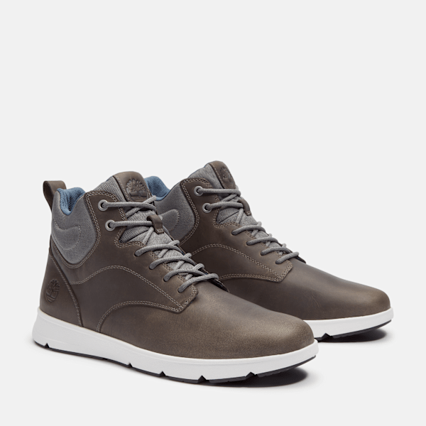 Timberland Mens Parker Street High-Top Sneaker Dark Grey Full-Grain