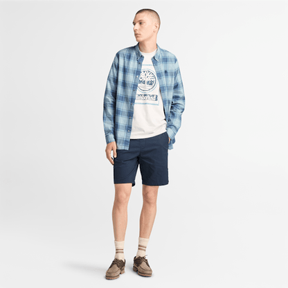 Timberland Poplin Check Shirt Dark Denim Men'S