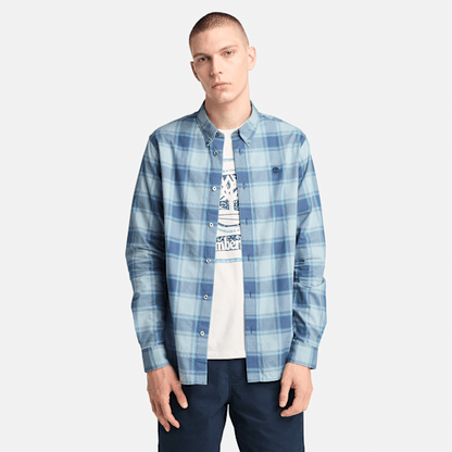 Timberland Poplin Check Shirt Dark Denim Men'S