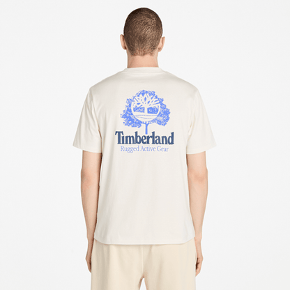 Timberland Rugged Active Gear Back Graphic T-Shirt Vintage White Men'S
