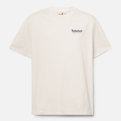 Timberland Rugged Active Gear Back Graphic T-Shirt Vintage White Men'S