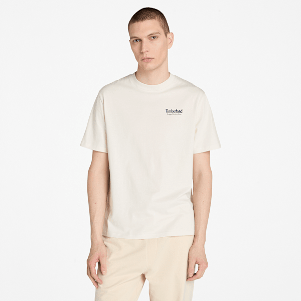Timberland Rugged Active Gear Back Graphic T-Shirt Vintage White Men'S