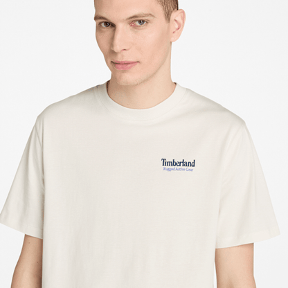 Timberland Rugged Active Gear Back Graphic T-Shirt Vintage White Men'S