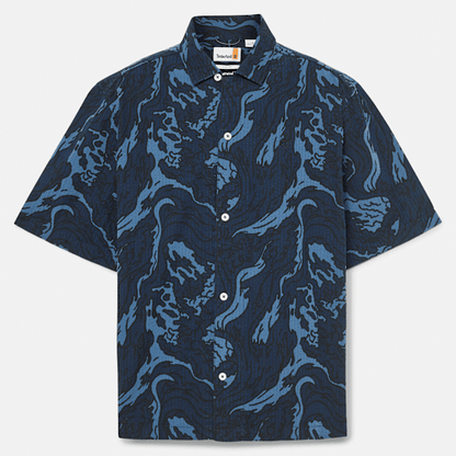 Timberland Seersucker Graphic Resort Shirt Coastal Dark Sapphire Men'S