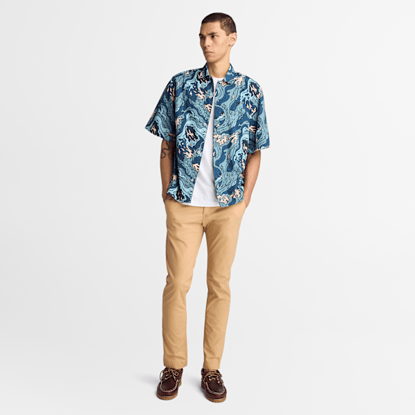 Timberland Seersucker Graphic Resort Shirt Coastal Multicolor Men'S